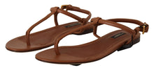 Load image into Gallery viewer, Dolce &amp; Gabbana Elegant Leather T-Strap Flat Sandals
