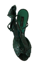 Load image into Gallery viewer, Dolce &amp; Gabbana Emerald Exotic Leather Heeled Sandals
