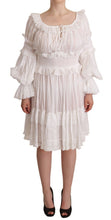 Load image into Gallery viewer, Dolce &amp; Gabbana Elegant Off-Shoulder Ruffled Dress in White
