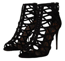 Load image into Gallery viewer, Dolce &amp; Gabbana Elegant Black Suede Heels Sandals
