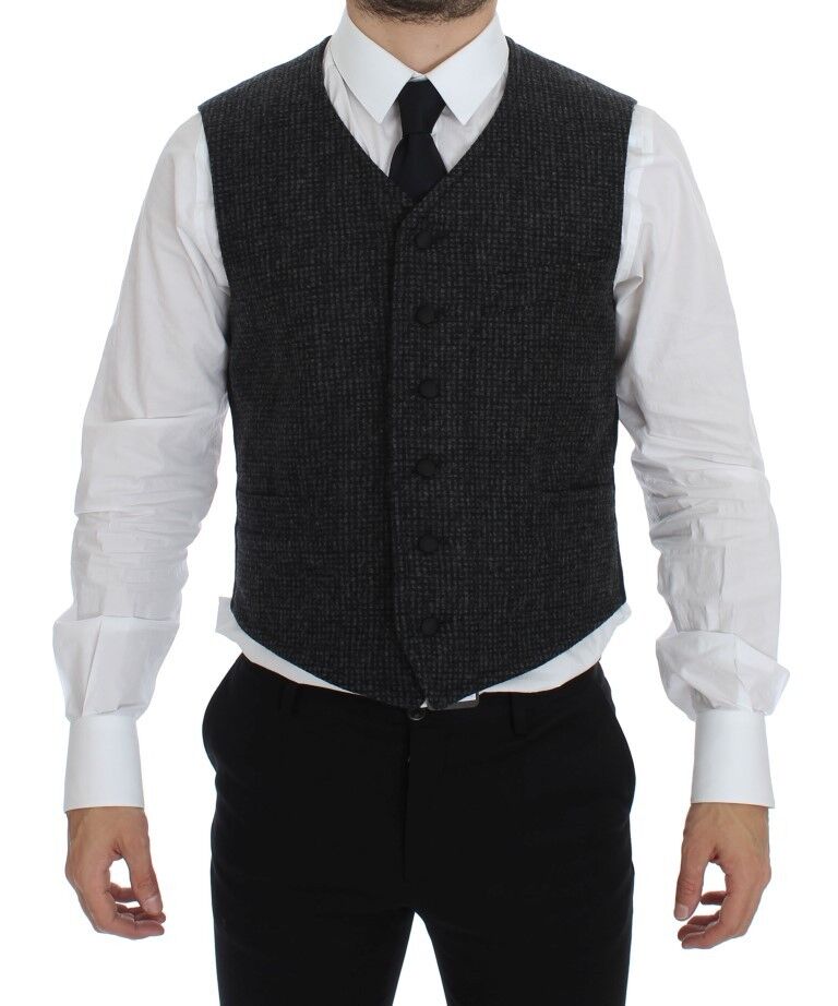 Dolce & Gabbana Gray Wool Blend Vest Gilet Weste