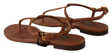 Load image into Gallery viewer, Dolce &amp; Gabbana Elegant Leather T-Strap Flat Sandals
