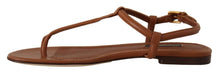 Load image into Gallery viewer, Dolce &amp; Gabbana Elegant Leather T-Strap Flat Sandals
