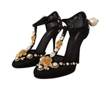 Load image into Gallery viewer, Dolce &amp; Gabbana Elegant Embellished T-Strap Heels Sandals
