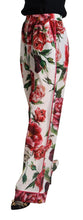 Load image into Gallery viewer, Dolce &amp; Gabbana White Floral Print Mid Waist Wide Leg Pants
