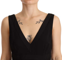 Load image into Gallery viewer, Dolce &amp; Gabbana Black Silk Stretch Side Slit Sheath Midi Dress
