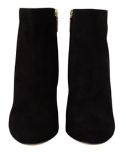 Load image into Gallery viewer, Dolce &amp; Gabbana Black Suede Leather Crystal Heels Boots Shoes
