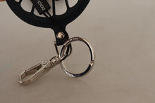 Load image into Gallery viewer, Dolce &amp; Gabbana Chic Black Leather Keychain with Silver Accents
