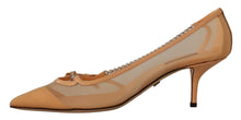 Load image into Gallery viewer, Dolce &amp; Gabbana Elegant Beige Mesh Pumps with Silver Chains
