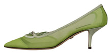 Load image into Gallery viewer, Dolce &amp; Gabbana Enchanting Green Mesh Chain Pumps
