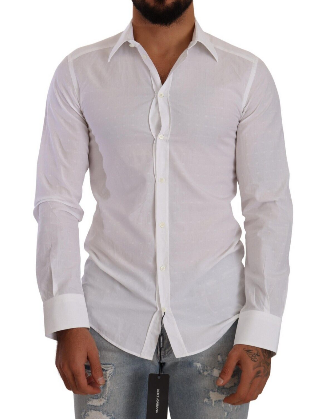 Dolce & Gabbana Elegant White Cotton Poplin Dress Shirt