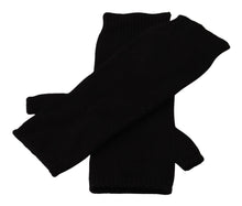 Load image into Gallery viewer, Dolce &amp; Gabbana Black Knitted Fingerless Elbow Length Gloves
