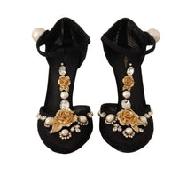 Load image into Gallery viewer, Dolce &amp; Gabbana Elegant Embellished T-Strap Heels Sandals
