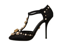 Load image into Gallery viewer, Dolce &amp; Gabbana Elegant Embellished T-Strap Heels Sandals
