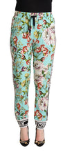 Load image into Gallery viewer, Dolce &amp; Gabbana Green Floral Print Mid Waist Trouser Jogger Pants
