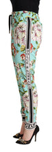 Load image into Gallery viewer, Dolce &amp; Gabbana Green Floral Print Mid Waist Trouser Jogger Pants
