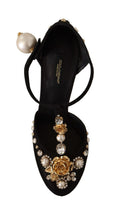 Load image into Gallery viewer, Dolce &amp; Gabbana Elegant Embellished T-Strap Heels Sandals
