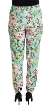 Load image into Gallery viewer, Dolce &amp; Gabbana Green Floral Print Mid Waist Trouser Jogger Pants
