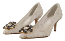 Load image into Gallery viewer, Dolce &amp; Gabbana Elegant Lace Heels with Crystal Accents
