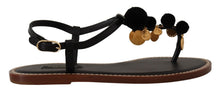 Load image into Gallery viewer, Dolce &amp; Gabbana Chic Leather Ankle Strap Flats with Gold Detailing
