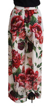 Load image into Gallery viewer, Dolce &amp; Gabbana White Floral Print Mid Waist Wide Leg Pants
