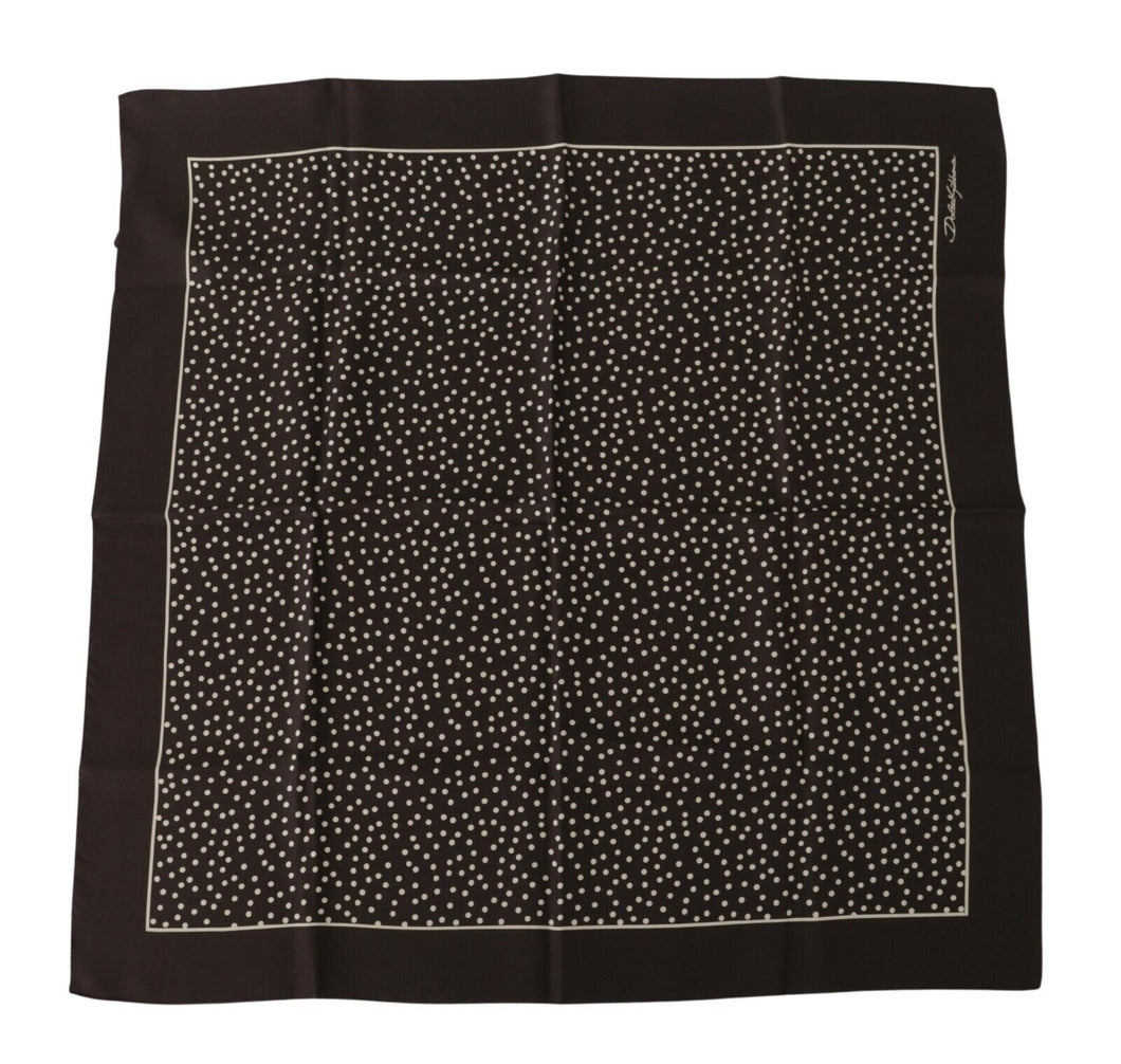Dolce & Gabbana Brown Polka Dot Square Handkerchief Scarf