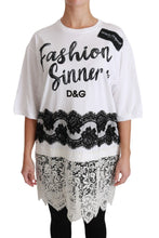Load image into Gallery viewer, Dolce &amp; Gabbana White Fashion Sinner Cotton Lace T-shirt Top
