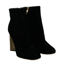 Load image into Gallery viewer, Dolce &amp; Gabbana Elegant Velvet Ankle Boots with Crystal Heels
