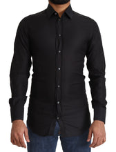 Load image into Gallery viewer, Dolce &amp; Gabbana Elegant Black Cotton Gold Dress Shirt
