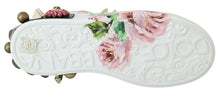 Load image into Gallery viewer, Dolce &amp; Gabbana White Leather Crystal Roses Floral Sneakers Shoes
