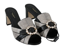 Load image into Gallery viewer, Dolce &amp; Gabbana Crystal-Embellished Exotic Leather Sandals
