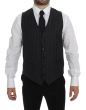 Load image into Gallery viewer, Dolce &amp; Gabbana Gray Striped Wool Logo Vest Gilet Weste
