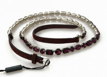 Load image into Gallery viewer, Dolce &amp; Gabbana Brown Leather Purple Crystal Chain Belt
