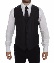 Load image into Gallery viewer, Dolce &amp; Gabbana Gray Striped Wool Logo Vest Gilet Vests
