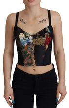 Load image into Gallery viewer, Dolce &amp; Gabbana Black Patchwork Sicily Blouse Corset Cropped Top
