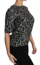 Load image into Gallery viewer, Dolce &amp; Gabbana Black Musical Instruments Print Silk Blouse
