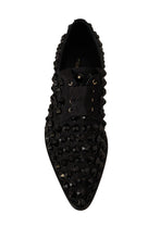 Load image into Gallery viewer, Dolce &amp; Gabbana Elegant Gros Grain Lace-Up Jeweled Flats
