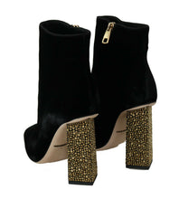 Load image into Gallery viewer, Dolce &amp; Gabbana Elegant Velvet Ankle Boots with Crystal Heels
