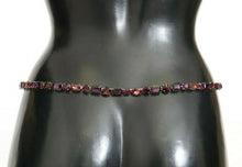 Load image into Gallery viewer, Dolce &amp; Gabbana Brown Leather Purple Crystal Chain Belt
