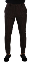 Load image into Gallery viewer, Dolce &amp; Gabbana Elegant Brown Striped Woolen Men&#39;s Trousers
