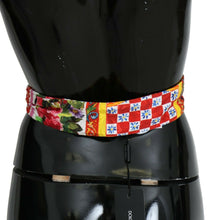 Load image into Gallery viewer, Dolce &amp; Gabbana Multicolor Silk Cotton Carretto Rose Pattern Wrap Belt
