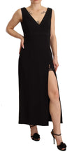 Load image into Gallery viewer, Dolce &amp; Gabbana Black Silk Stretch Side Slit Sheath Midi Dress

