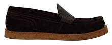 Load image into Gallery viewer, Dolce &amp; Gabbana Elegant Suede Crocodile Loafers in Brown
