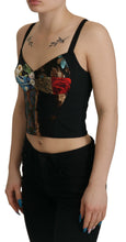 Load image into Gallery viewer, Dolce &amp; Gabbana Black Patchwork Sicily Blouse Corset Cropped Top

