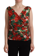 Load image into Gallery viewer, Dolce &amp; Gabbana Elegant V-Neck Geranium Print Silk Tank Top
