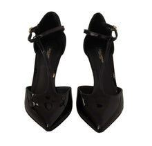 Load image into Gallery viewer, Dolce &amp; Gabbana Elegant Black Leather T-Strap Heels Sandals
