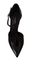 Load image into Gallery viewer, Dolce &amp; Gabbana Elegant Black Leather T-Strap Heels Sandals
