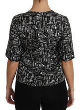 Load image into Gallery viewer, Dolce &amp; Gabbana Black Musical Instruments Print Silk Blouse
