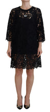 Load image into Gallery viewer, Dolce &amp; Gabbana Elegant Black Floral Lace Shift Dress
