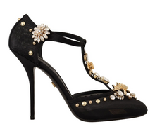 Load image into Gallery viewer, Dolce &amp; Gabbana Elegant Crystal-Embellished Mesh T-Strap Pumps
